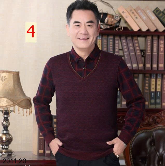 25HA2011.20 - ÁO LEN CỔ SƠ MI LÓT LÔNG TRUNG NIÊN TẶNG BỐ
