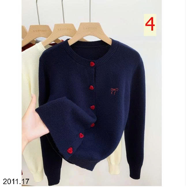 25HA2011.17 - ÁO CARDIGAN NƠ CÚC TIM CHO NỮ