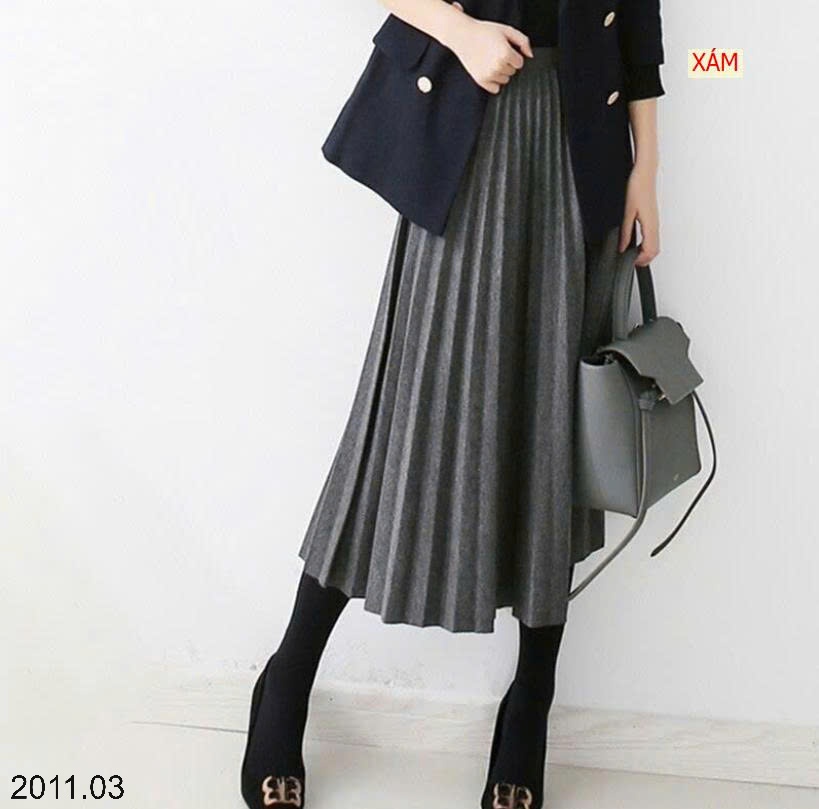 25HA2011.03 - CHÂN VÁY LEN XẾP LY MIDI