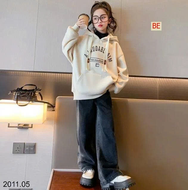25HA2011.05 - ÁO HOODIE LÓT LÔNG BÉ GÁI