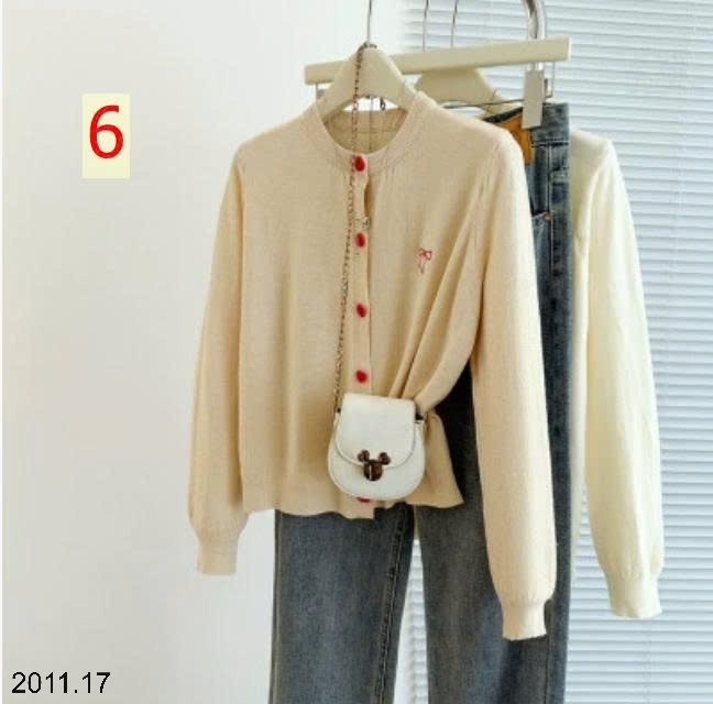 25HA2011.17 - ÁO CARDIGAN NƠ CÚC TIM CHO NỮ