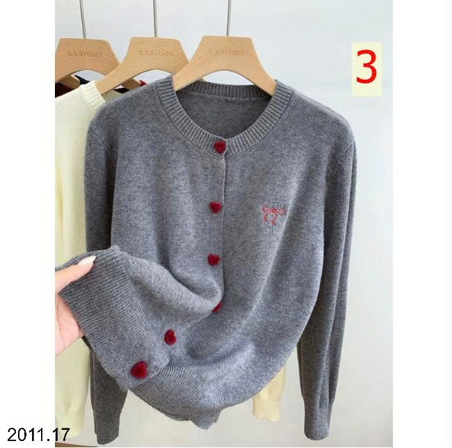 25HA2011.17 - ÁO CARDIGAN NƠ CÚC TIM CHO NỮ