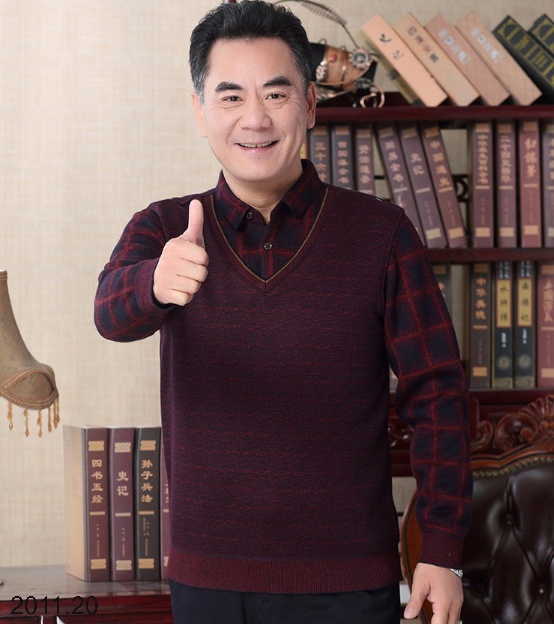25HA2011.20 - ÁO LEN CỔ SƠ MI LÓT LÔNG TRUNG NIÊN TẶNG BỐ