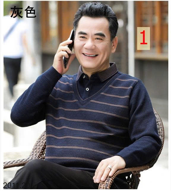 25HA2011.20 - ÁO LEN CỔ SƠ MI LÓT LÔNG TRUNG NIÊN TẶNG BỐ