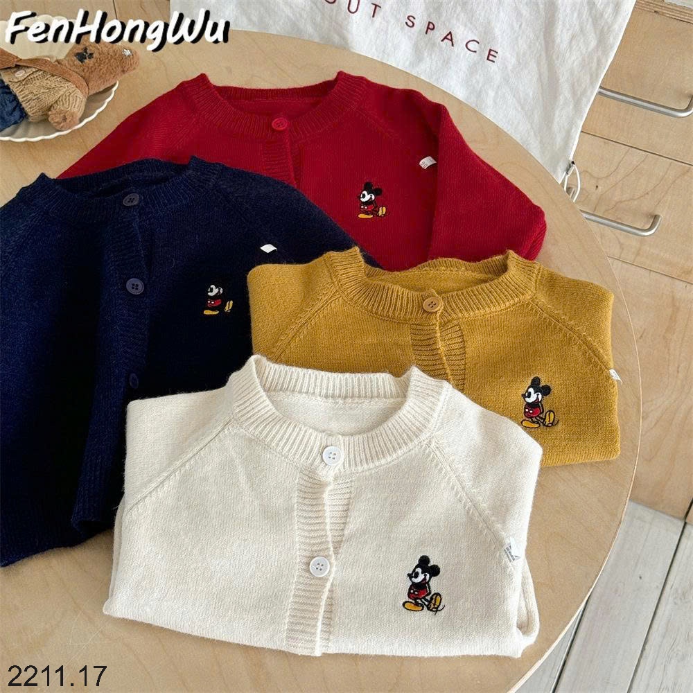 25HA2211.17 - ÁO LEN CARDIGAN THÊU MICKEY CHO BÉ