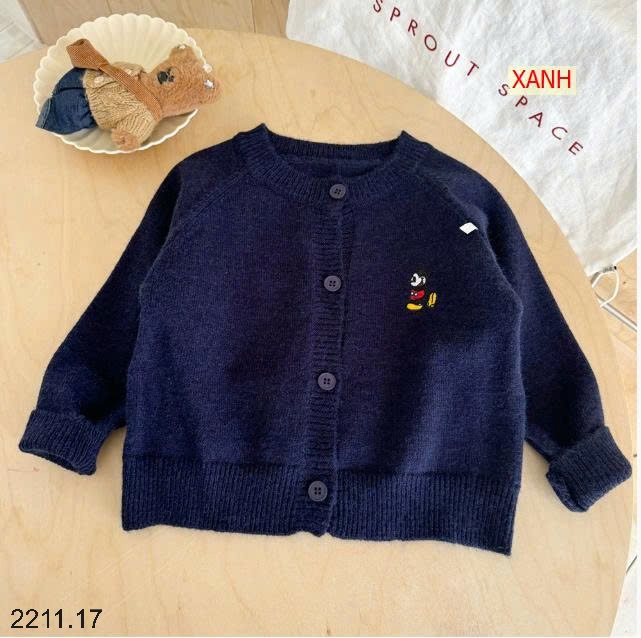 25HA2211.17 - ÁO LEN CARDIGAN THÊU MICKEY CHO BÉ