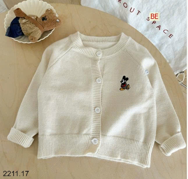 25HA2211.17 - ÁO LEN CARDIGAN THÊU MICKEY CHO BÉ