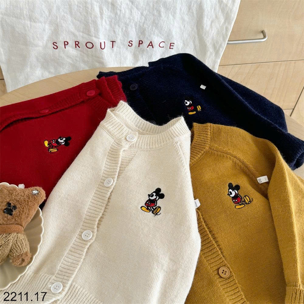 25HA2211.17 - ÁO LEN CARDIGAN THÊU MICKEY CHO BÉ