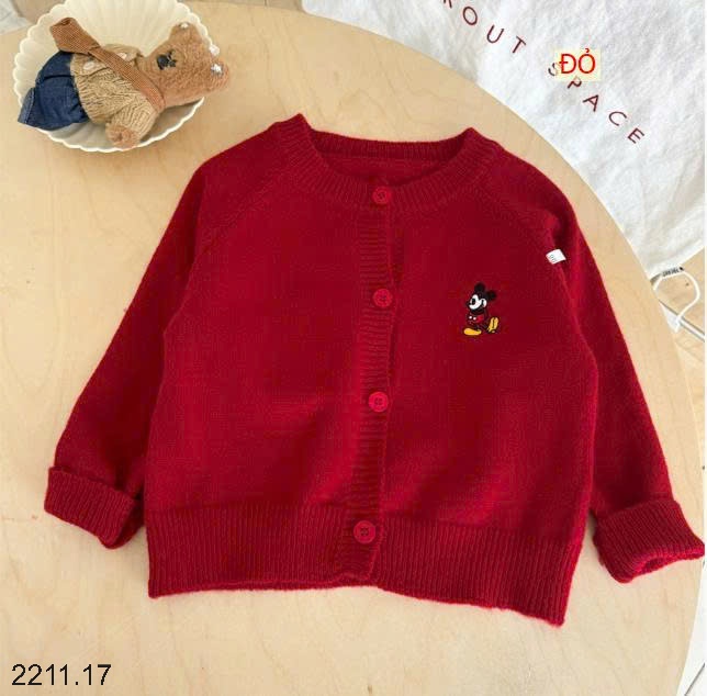25HA2211.17 - ÁO LEN CARDIGAN THÊU MICKEY CHO BÉ