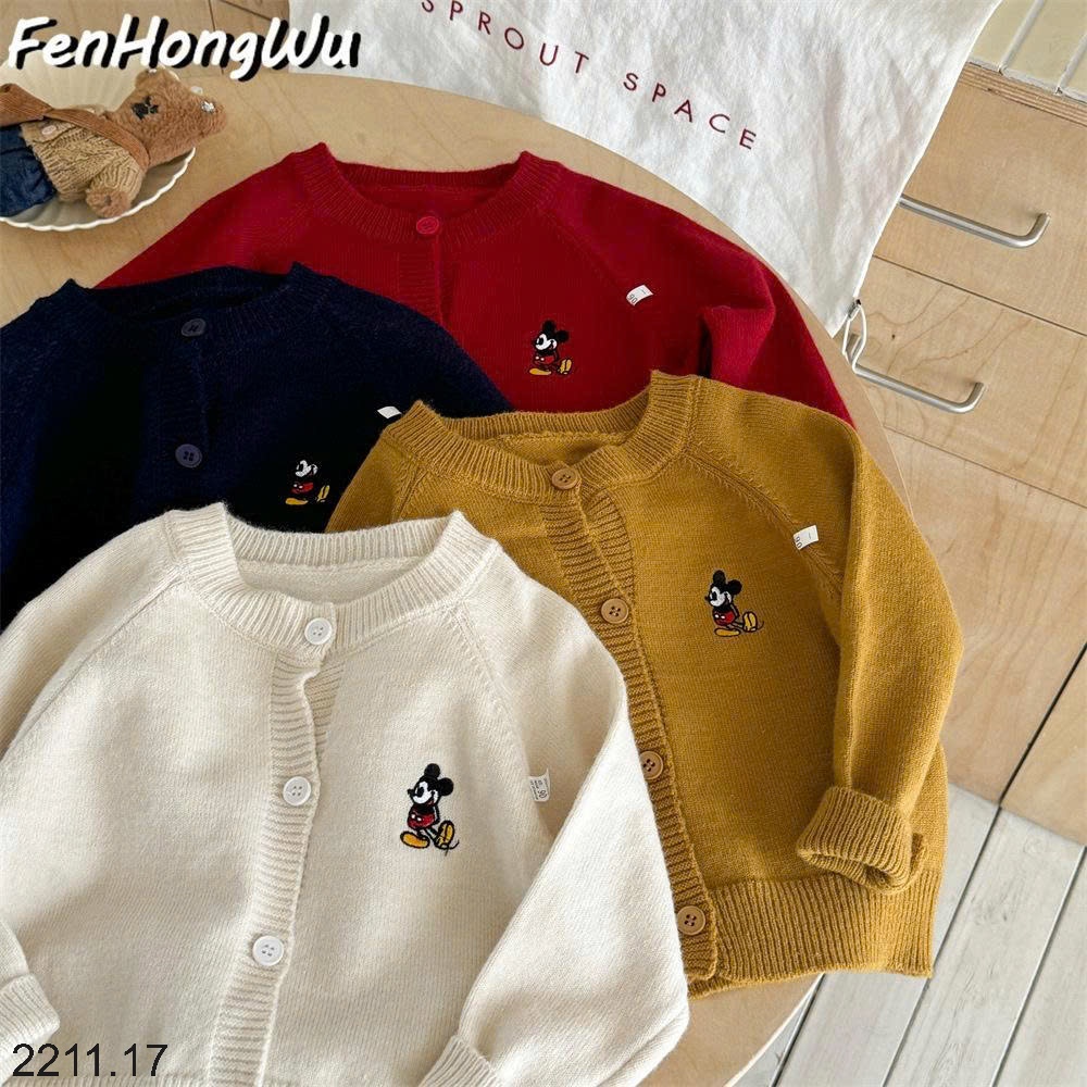25HA2211.17 - ÁO LEN CARDIGAN THÊU MICKEY CHO BÉ