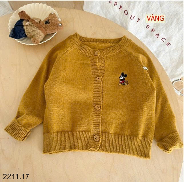 25HA2211.17 - ÁO LEN CARDIGAN THÊU MICKEY CHO BÉ