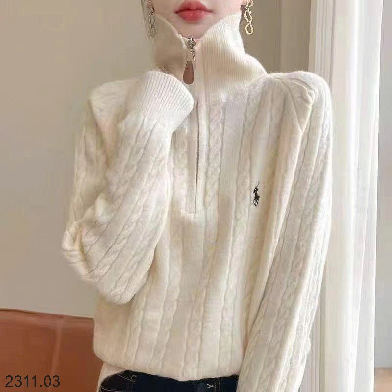 25HA2311.03 - ÁO LEN CỔ POLO KÉO KHOÁ NỮ