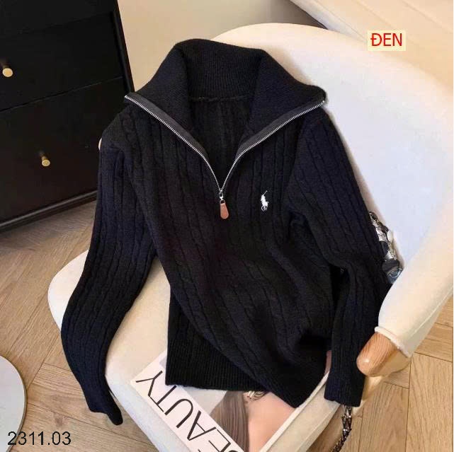25HA2311.03 - ÁO LEN CỔ POLO KÉO KHOÁ NỮ