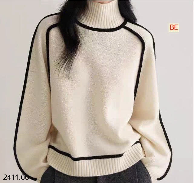 25HA2411.06 - ÁO LEN CỔ LỌ VIỀN TAY