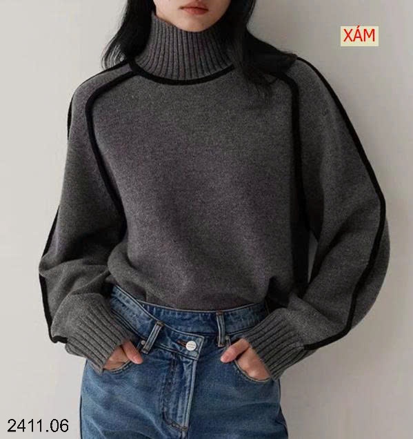 25HA2411.06 - ÁO LEN CỔ LỌ VIỀN TAY