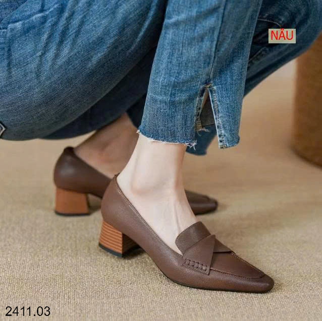 25HA2411.03 - GIÀY DA MŨI NHỌN PHONG CÁCH RETRO