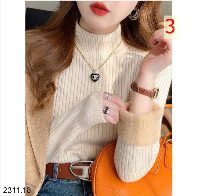 25HA2311.18 - ÁO LEN CAO CỔ LÓT LÔNG CHO NỮ