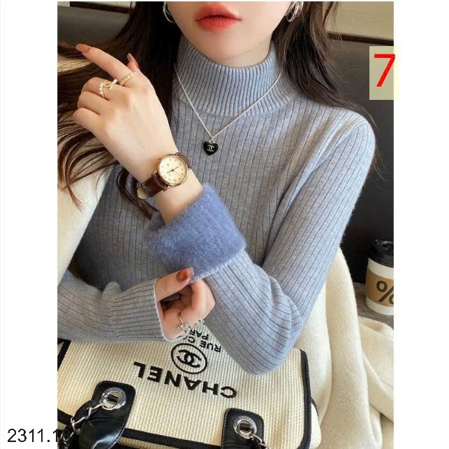 25HA2311.18 - ÁO LEN CAO CỔ LÓT LÔNG CHO NỮ
