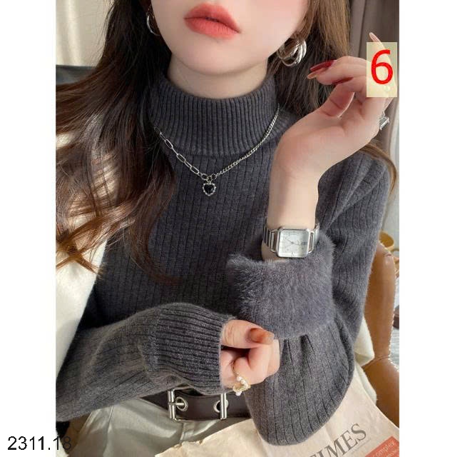 25HA2311.18 - ÁO LEN CAO CỔ LÓT LÔNG CHO NỮ