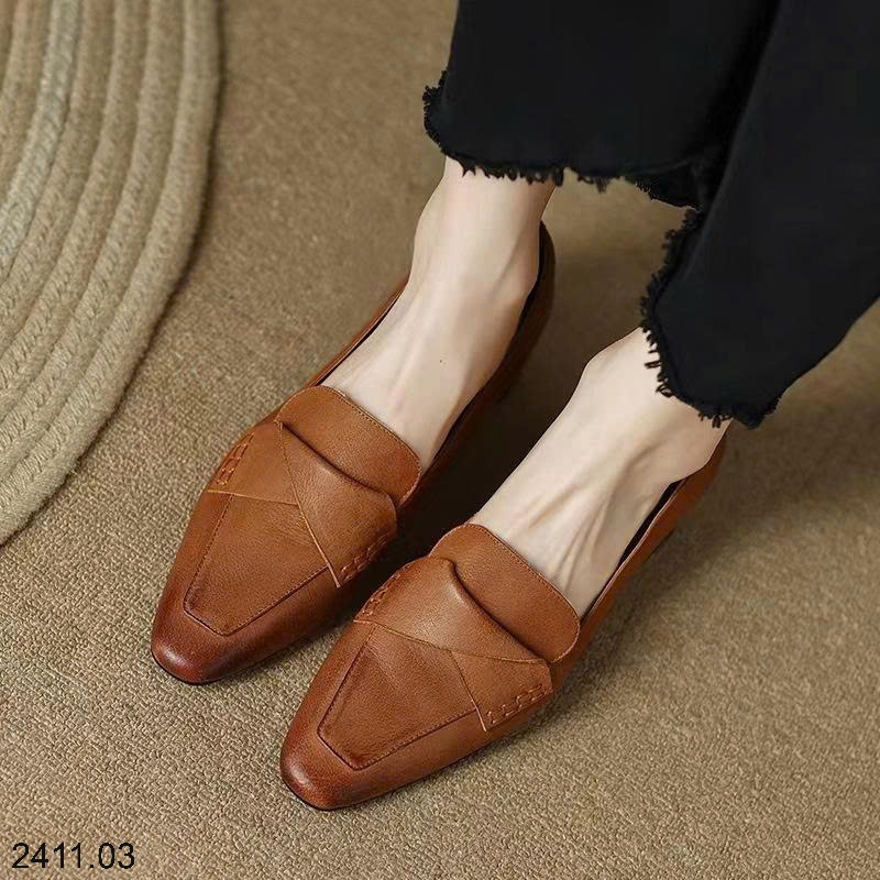 25HA2411.03 - GIÀY DA MŨI NHỌN PHONG CÁCH RETRO