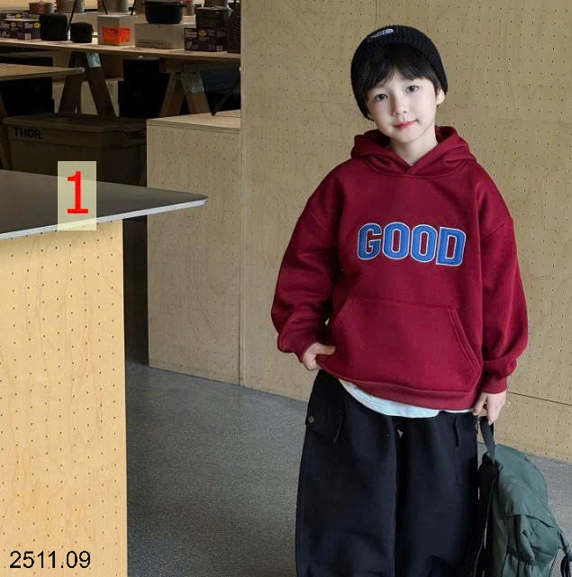 25HA2511.09 - ÁO NỈ MŨ TRÙM ĐẦU LÓT LÔNG HODDIE HÃNG AOAOKIDS CHO BÉ