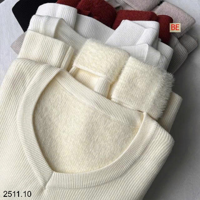 25HA2511.10 - ÁO LEN CỔ V LÓT LÔNG CHO NỮ