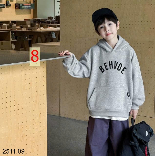 25HA2511.09 - ÁO NỈ MŨ TRÙM ĐẦU LÓT LÔNG HODDIE HÃNG AOAOKIDS CHO BÉ
