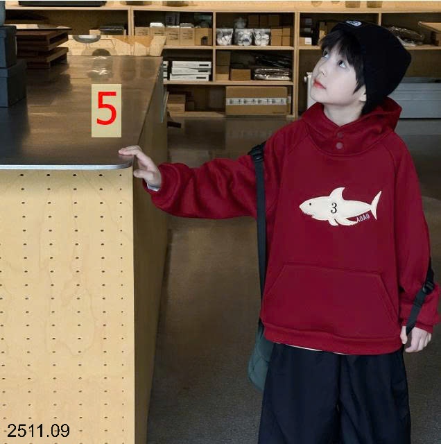 25HA2511.09 - ÁO NỈ MŨ TRÙM ĐẦU LÓT LÔNG HODDIE HÃNG AOAOKIDS CHO BÉ