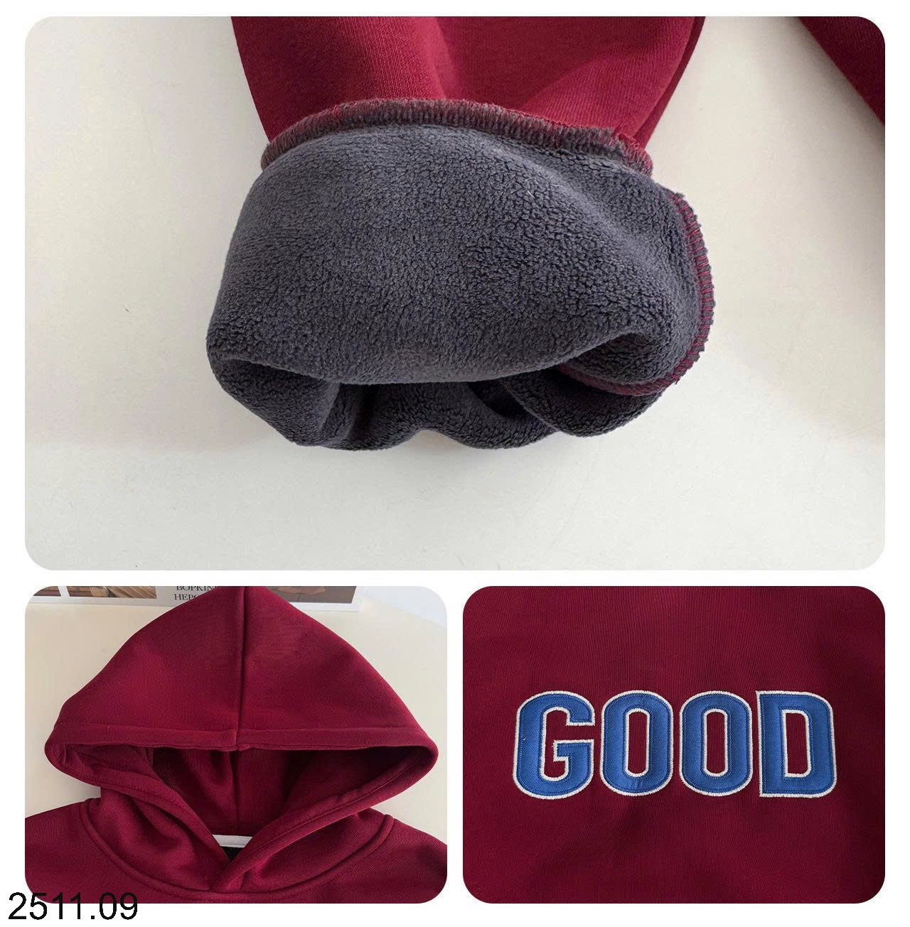 25HA2511.09 - ÁO NỈ MŨ TRÙM ĐẦU LÓT LÔNG HODDIE HÃNG AOAOKIDS CHO BÉ