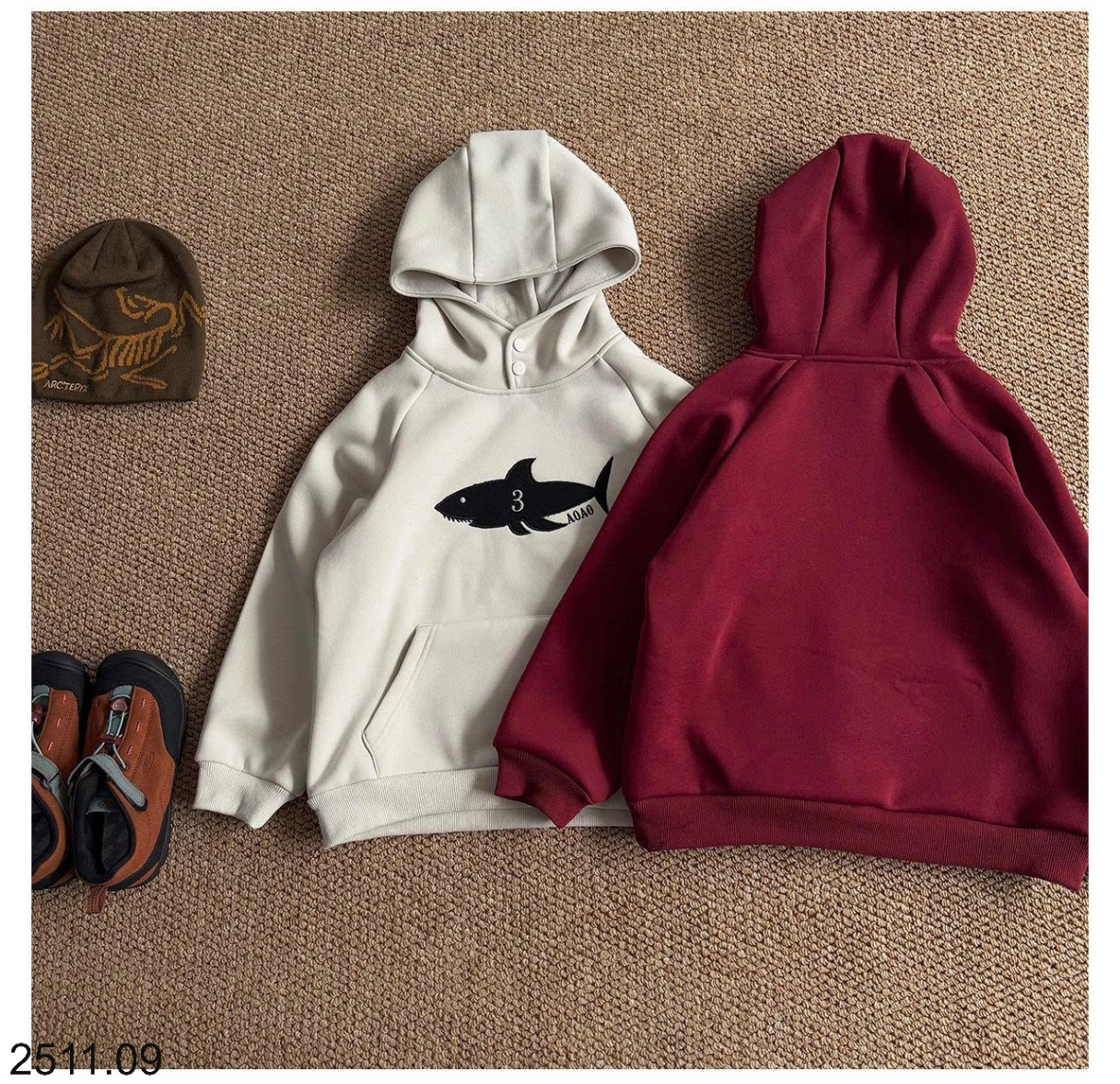 25HA2511.09 - ÁO NỈ MŨ TRÙM ĐẦU LÓT LÔNG HODDIE HÃNG AOAOKIDS CHO BÉ