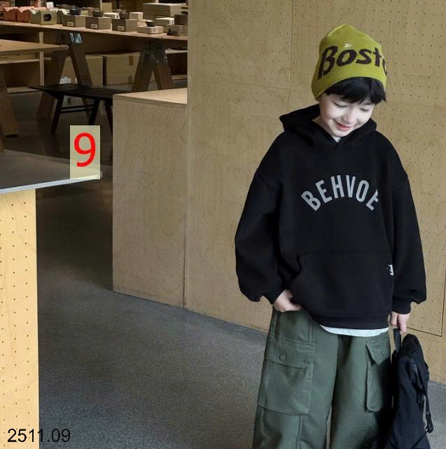25HA2511.09 - ÁO NỈ MŨ TRÙM ĐẦU LÓT LÔNG HODDIE HÃNG AOAOKIDS CHO BÉ