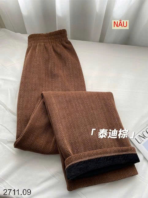 25HA2711.09 - QUẦN NHUNG ỐNG RỘNG VIỀN LÚA MẠCH