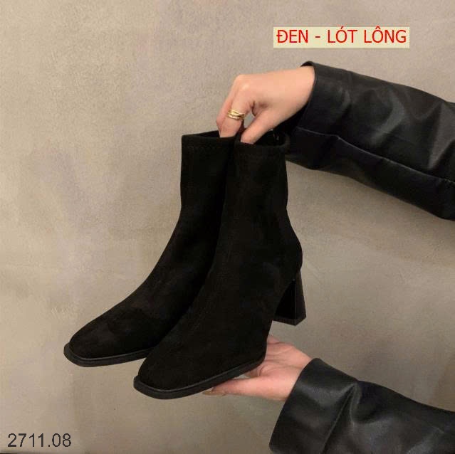 25HA2711.08 - BOOT CỔ THẤP DA LỘN KIỂU DÁNG HÀN QUỐC