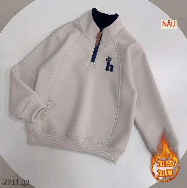25HA2711.03 - ÁO NỈ LÓT LÔNG CỪU KÉO KHÓA CỔ SIZE ĐẠI CHO BÉ