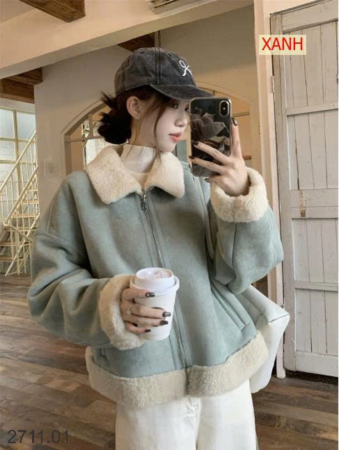 25HA2711.01 - ÁO KHOÁC PHỐI LÔNG CỪU NỮ