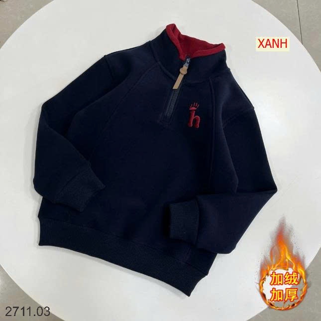 25HA2711.03 - ÁO NỈ LÓT LÔNG CỪU KÉO KHÓA CỔ SIZE ĐẠI CHO BÉ