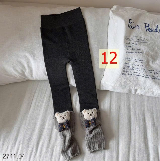 25HA2711.04 - QUẦN LEGGING LÓT LÔNG DÁNG TẤT HOẠT HÌNH