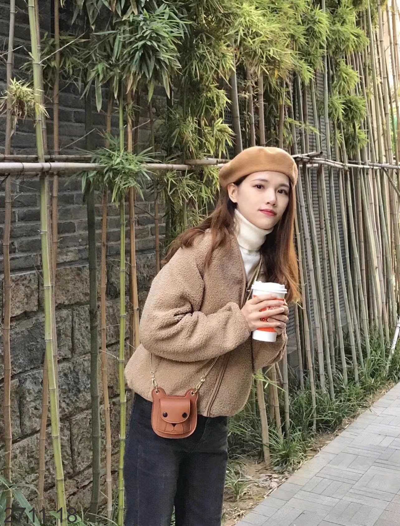 25HA2711.18 - ÁO KHOÁC LÔNG CỪU CARDIGAN CỔ V NỮ