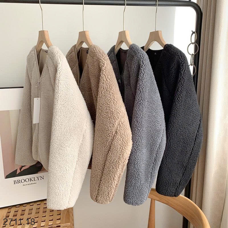 25HA2711.18 - ÁO KHOÁC LÔNG CỪU CARDIGAN CỔ V NỮ