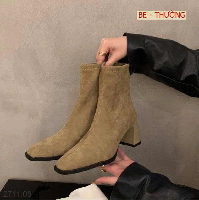 25HA2711.08 - BOOT CỔ THẤP DA LỘN KIỂU DÁNG HÀN QUỐC