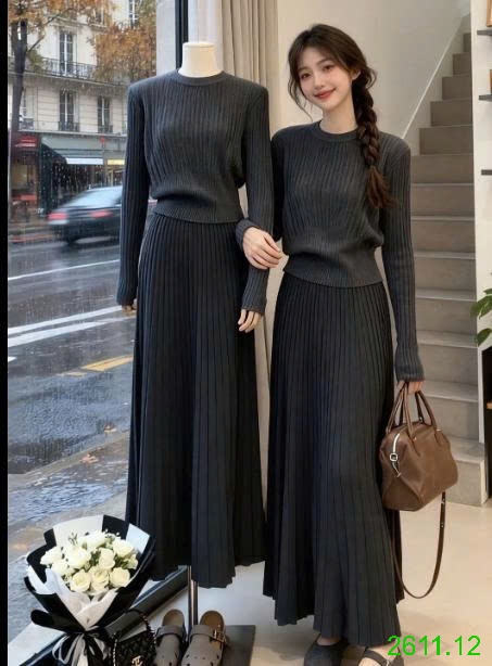 25HA2611.12 - SET VÁY LEN XẾP LY CHO NỮ