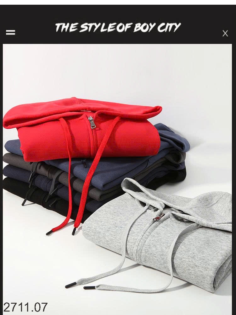 25HA2711.07 - ÁO KHOÁC NỈ HOODIE KÉO KHÓA NAM NỮ