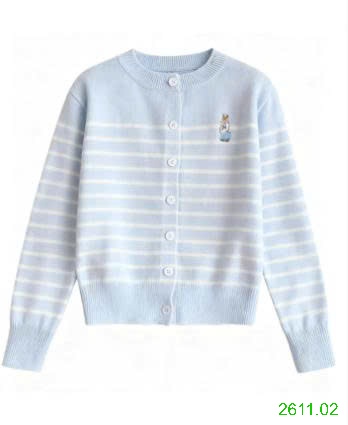 25HA2611.02 - ÁO CARDIGAN KẺ THÊU GẤU CHO NỮ