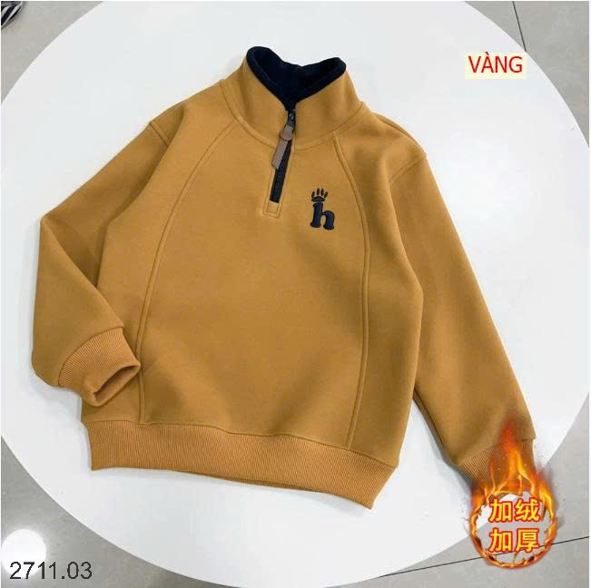 25HA2711.03 - ÁO NỈ LÓT LÔNG CỪU KÉO KHÓA CỔ SIZE ĐẠI CHO BÉ