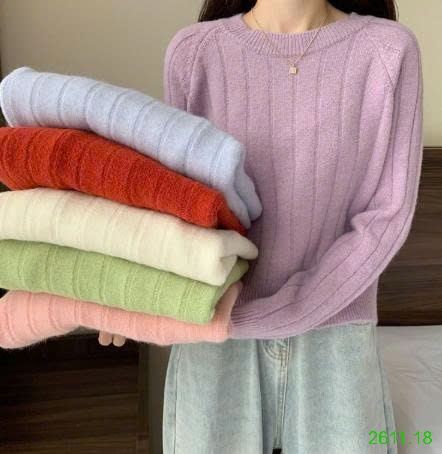 25HA2611.18 - ÁO LEN CỔ TRÒN CHO NỮ