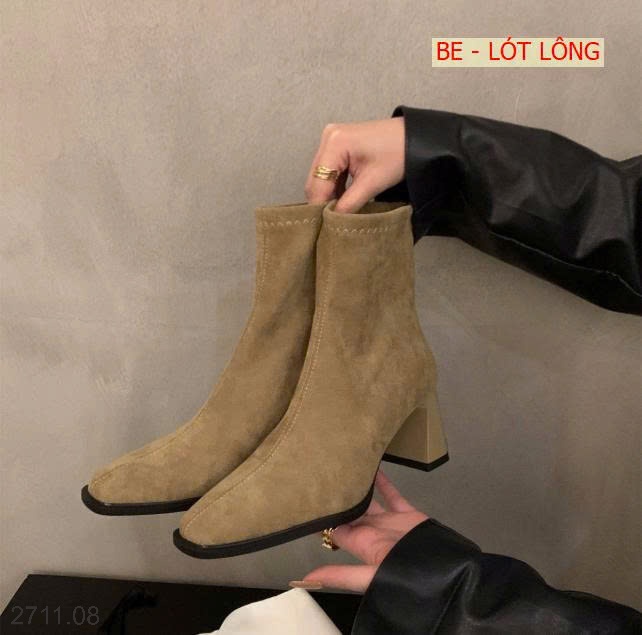 25HA2711.08 - BOOT CỔ THẤP DA LỘN KIỂU DÁNG HÀN QUỐC