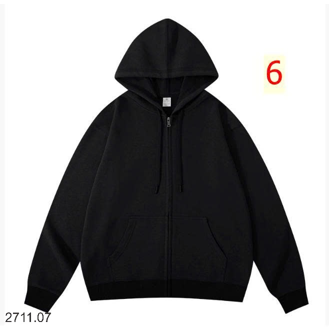 25HA2711.07 - ÁO KHOÁC NỈ HOODIE KÉO KHÓA NAM NỮ