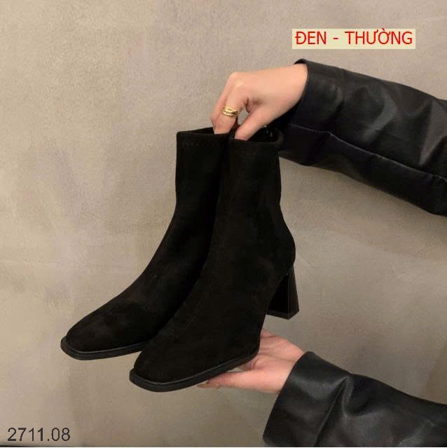 25HA2711.08 - BOOT CỔ THẤP DA LỘN KIỂU DÁNG HÀN QUỐC