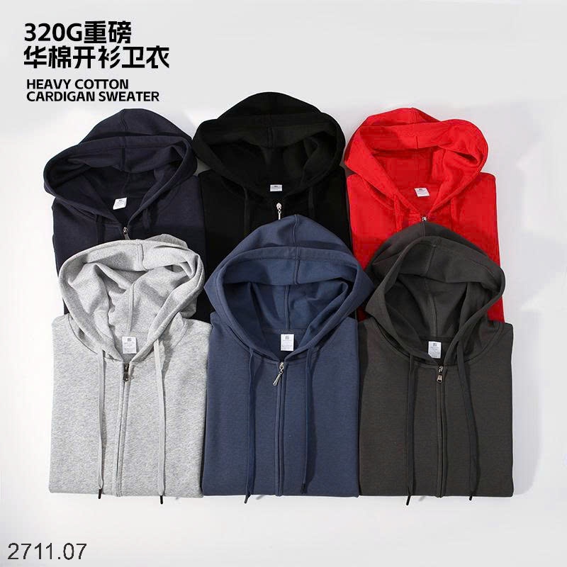 25HA2711.07 - ÁO KHOÁC NỈ HOODIE KÉO KHÓA NAM NỮ
