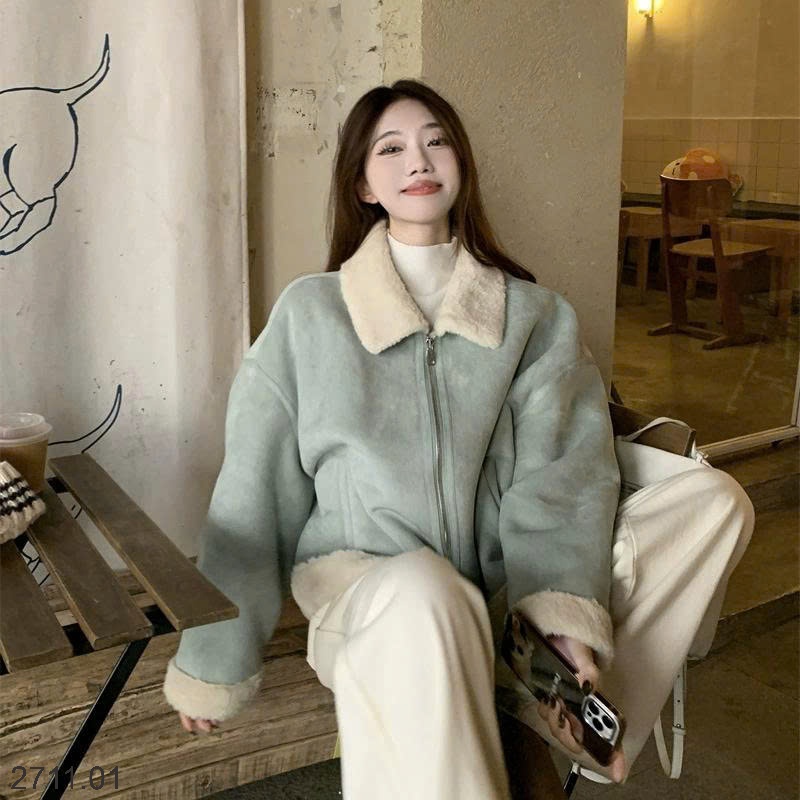 25HA2711.01 - ÁO KHOÁC PHỐI LÔNG CỪU NỮ